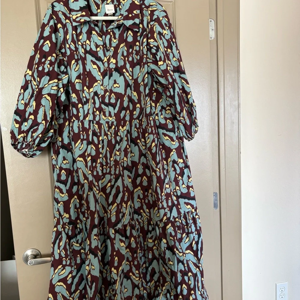 Maeve Brown and Blue Abstract Midi Dress - Picture 5 of 5